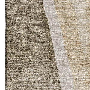 HomeRoots 9' X 12' Stylish Brown and Ivory Abstract Area Rug – Washable, Stain Resistant, UV Protected Design 655305