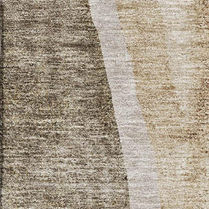 HomeRoots 10' X 14' Brown And Ivory Abstract Area Rug - Washable, UV-Protected, Stain-Resistant, Durable Design 655306