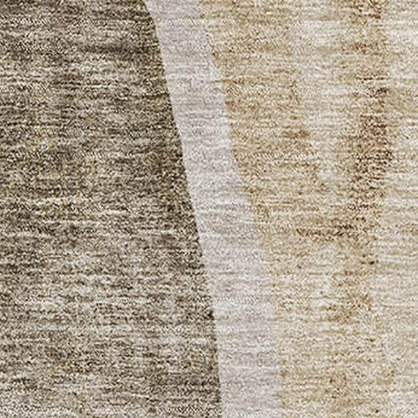 HomeRoots 10' X 14' Brown And Ivory Abstract Area Rug - Washable, UV-Protected, Stain-Resistant, Durable Design 655306