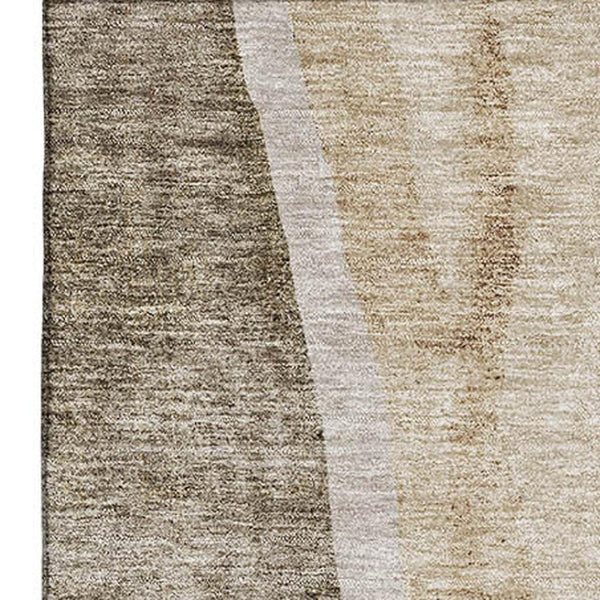 HomeRoots 10' X 14' Brown And Ivory Abstract Area Rug - Washable, UV-Protected, Stain-Resistant, Durable Design 655306