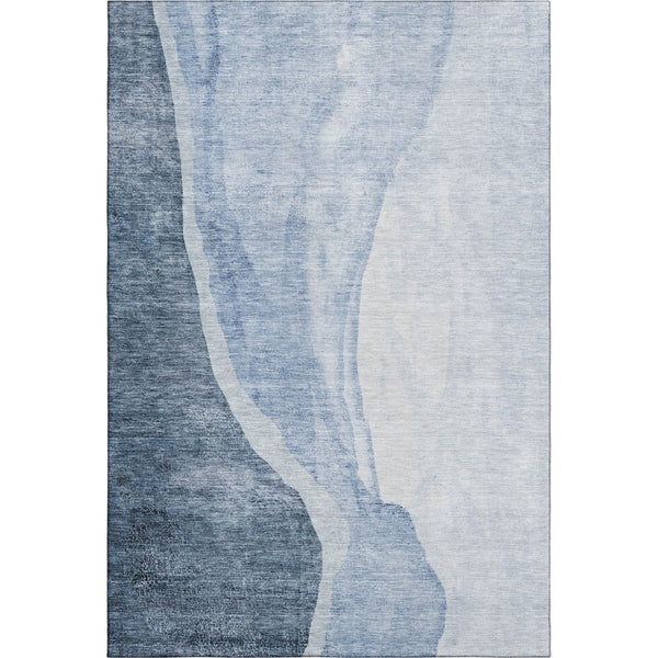 HomeRoots 9' X 12' Blue and Ivory Abstract Area Rug - Washable, UV-Protected & Perfect for High-Traffic Rooms 655311