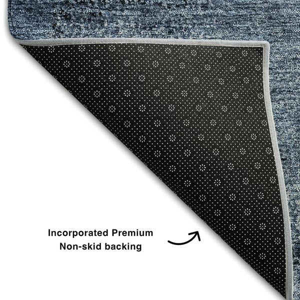 HomeRoots 9' X 12' Blue and Ivory Abstract Area Rug - Washable, UV-Protected & Perfect for High-Traffic Rooms 655311