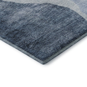 HomeRoots 9' X 12' Blue and Ivory Abstract Area Rug - Washable, UV-Protected & Perfect for High-Traffic Rooms 655311