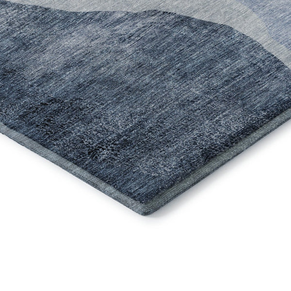HomeRoots 9' X 12' Blue and Ivory Abstract Area Rug - Washable, UV-Protected & Perfect for High-Traffic Rooms 655311
