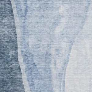 HomeRoots 9' X 12' Blue and Ivory Abstract Area Rug - Washable, UV-Protected & Perfect for High-Traffic Rooms 655311