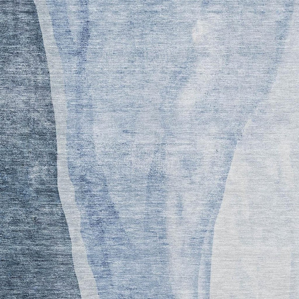 HomeRoots 9' X 12' Blue and Ivory Abstract Area Rug - Washable, UV-Protected & Perfect for High-Traffic Rooms 655311