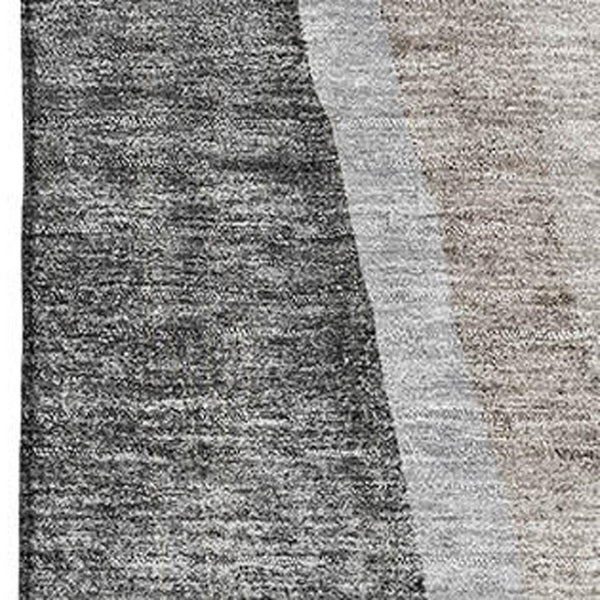HomeRoots 5' X 8' Charcoal & Ivory Abstract Washable Area Rug - UV Protected, Stain-Resistant, Modern Design 655314