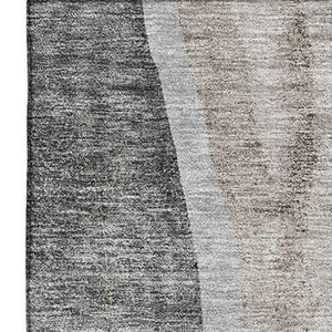 HomeRoots 5' X 8' Charcoal & Ivory Abstract Washable Area Rug - UV Protected, Stain-Resistant, Modern Design 655314