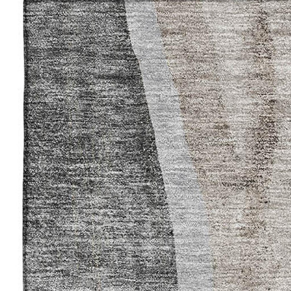 HomeRoots 5' X 8' Charcoal & Ivory Abstract Washable Area Rug - UV Protected, Stain-Resistant, Modern Design 655314