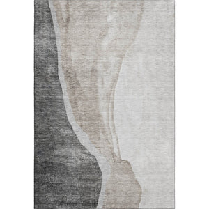 HomeRoots 9' X 12' Charcoal & Ivory Abstract Area Rug – Washable, UV Protected, Stylish & Durable for Homes 655317