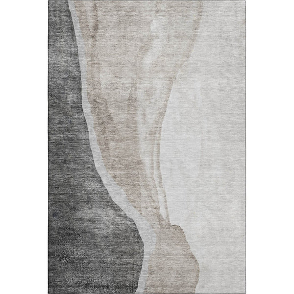 HomeRoots 9' X 12' Charcoal & Ivory Abstract Area Rug – Washable, UV Protected, Stylish & Durable for Homes 655317