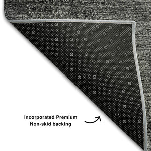 HomeRoots 9' X 12' Charcoal & Ivory Abstract Area Rug – Washable, UV Protected, Stylish & Durable for Homes 655317
