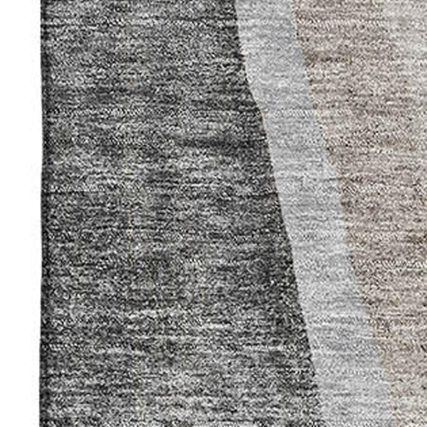 HomeRoots 10' X 14' Charcoal & Ivory Abstract Area Rug - Washable, UV-Protected, Stylish & Stain-Resistant Design 655318