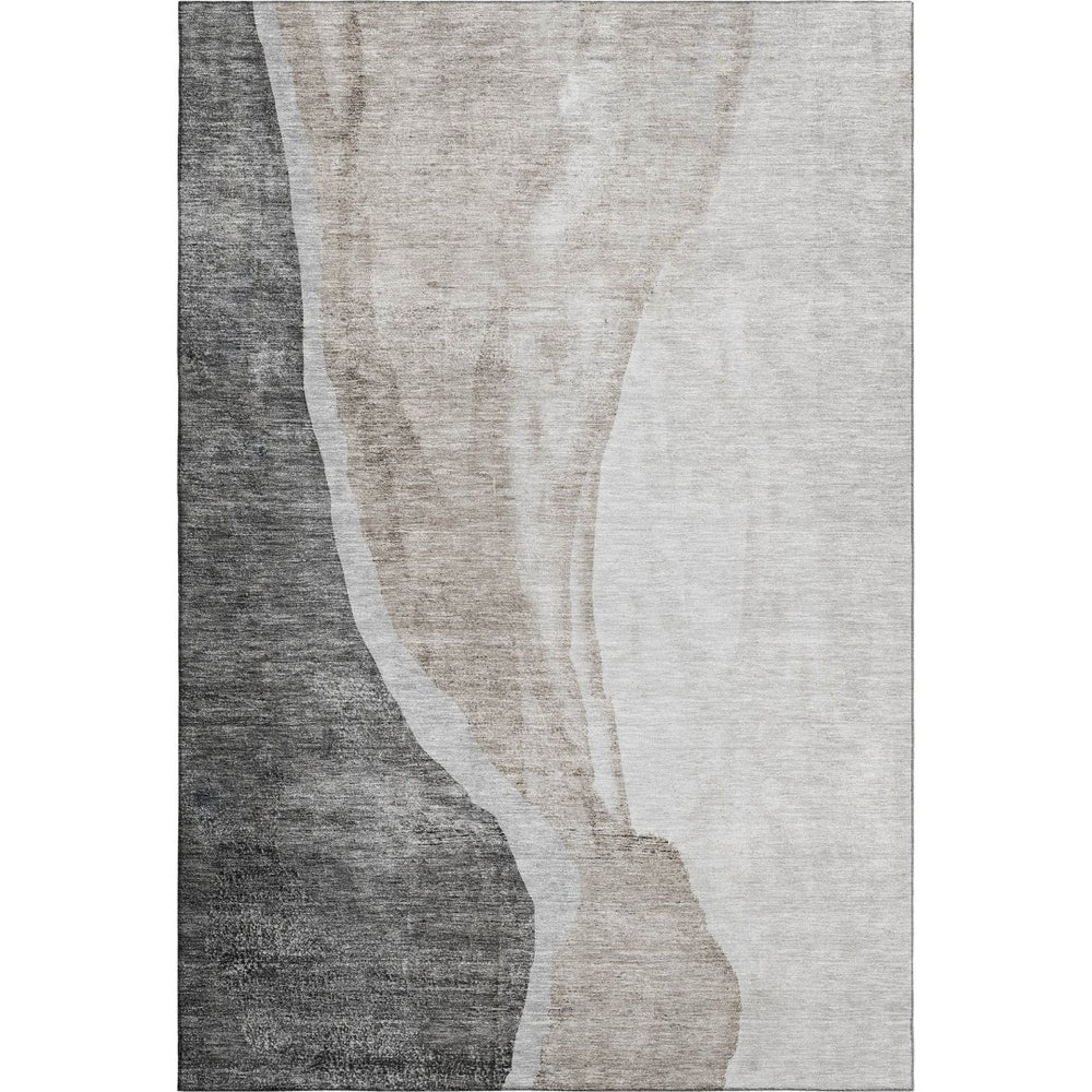 HomeRoots 10' X 14' Charcoal & Ivory Abstract Area Rug - Washable, UV-Protected, Stylish & Stain-Resistant Design 655318