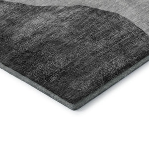 HomeRoots 5' X 8' Gray and Ivory Abstract Area Rug - Washable, UV-Protected, Durable for High-Traffic Spaces 655320