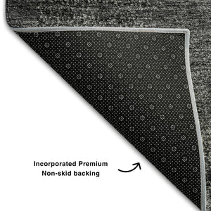 HomeRoots 9' X 12' Washable Gray and Ivory Abstract Area Rug - Stain Resistant, UV Protected, Stylish Design! 655323