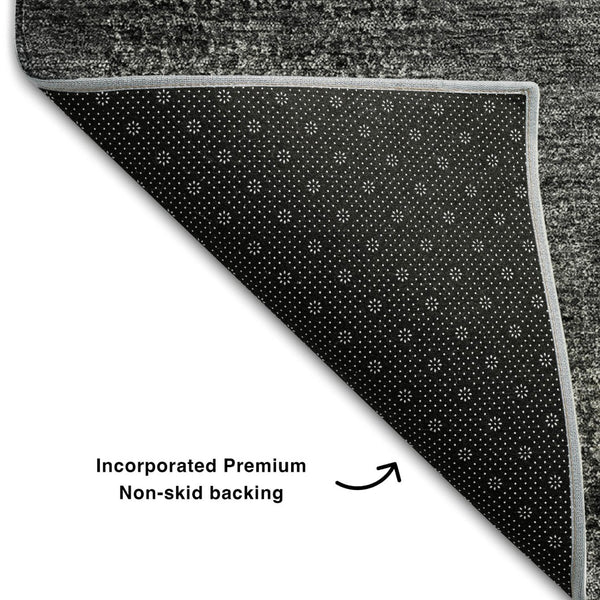 HomeRoots 9' X 12' Washable Gray and Ivory Abstract Area Rug - Stain Resistant, UV Protected, Stylish Design! 655323