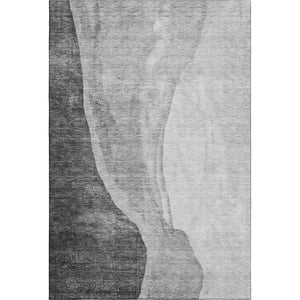 HomeRoots 10' X 14' Gray And Ivory Abstract Area Rug - Washable, UV Protected, Ideal for High-Traffic Spaces 655324