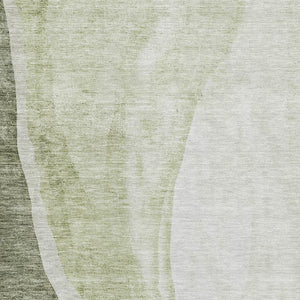 HomeRoots 5' X 8' Olive Green & Ivory Abstract Area Rug - Stylish, Washable, UV-Protected for Modern Homes 655326
