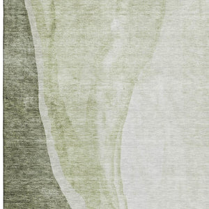 HomeRoots 5' X 8' Olive Green & Ivory Abstract Area Rug - Stylish, Washable, UV-Protected for Modern Homes 655326