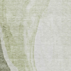 HomeRoots 8' X 10' Olive Green Abstract Area Rug – Washable, Stain Resistant, UV Protected for Modern Spaces 655328