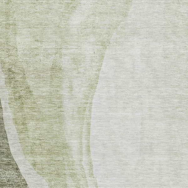 HomeRoots 8' X 10' Olive Green Abstract Area Rug – Washable, Stain Resistant, UV Protected for Modern Spaces 655328