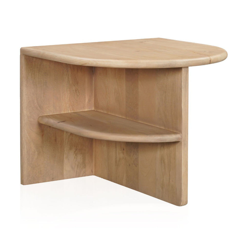 HomeRoots 22" Solid Mango Wood Block End Table with Shelf - Stylish, Rustic, and Ready to Use for Any Room 655329