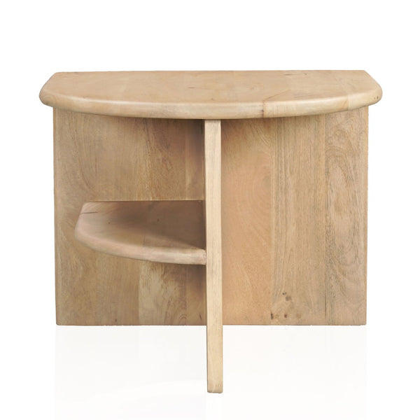 HomeRoots 22" Solid Mango Wood Block End Table with Shelf - Stylish, Rustic, and Ready to Use for Any Room 655329