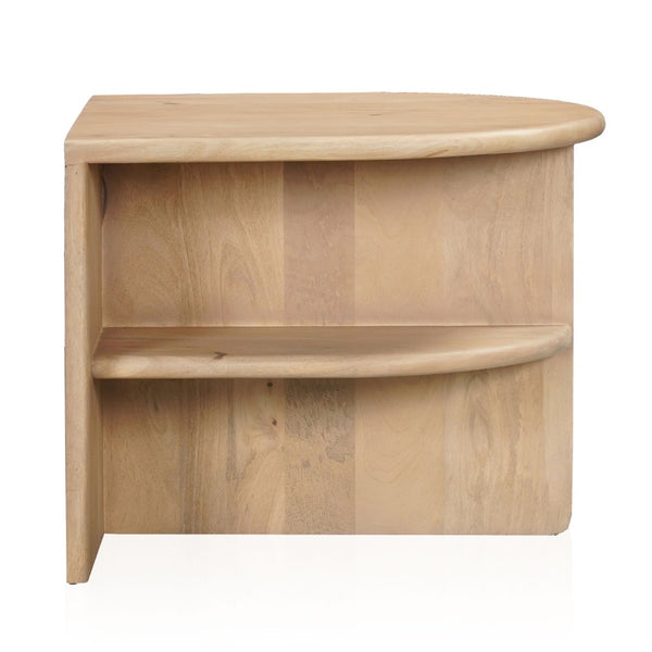 HomeRoots 22" Solid Mango Wood Block End Table with Shelf - Stylish, Rustic, and Ready to Use for Any Room 655329
