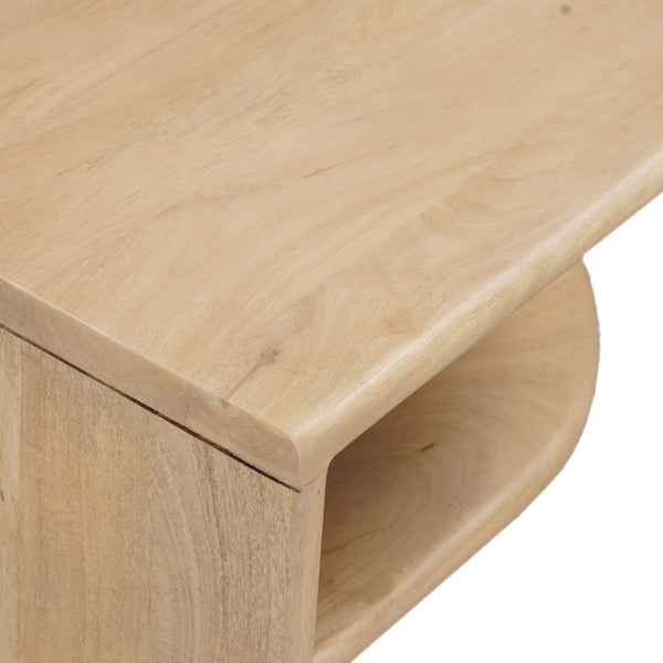 HomeRoots 22" Solid Mango Wood Block End Table with Shelf - Stylish, Rustic, and Ready to Use for Any Room 655329