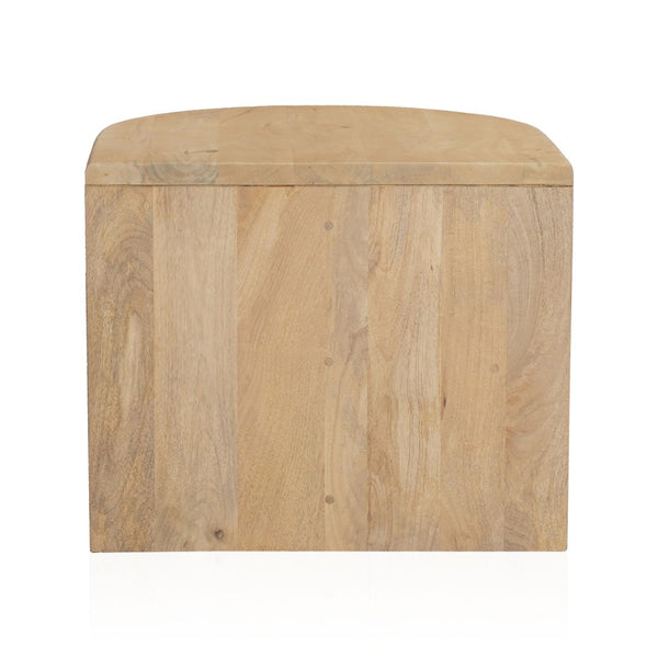 HomeRoots 22" Solid Mango Wood Block End Table with Shelf - Stylish, Rustic, and Ready to Use for Any Room 655329