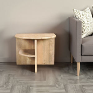 HomeRoots 22" Solid Mango Wood Block End Table with Shelf - Stylish, Rustic, and Ready to Use for Any Room 655329