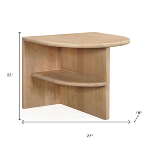 HomeRoots 22" Solid Mango Wood Block End Table with Shelf - Stylish, Rustic, and Ready to Use for Any Room 655329