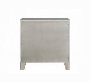 English Elm Glam Mirrored Nightstand with 2 Drawers Luxury Bedroom Accent Table, Sparkling Faceted Front Design Champagne 19 L x 28 W x 26 H B2741P322547