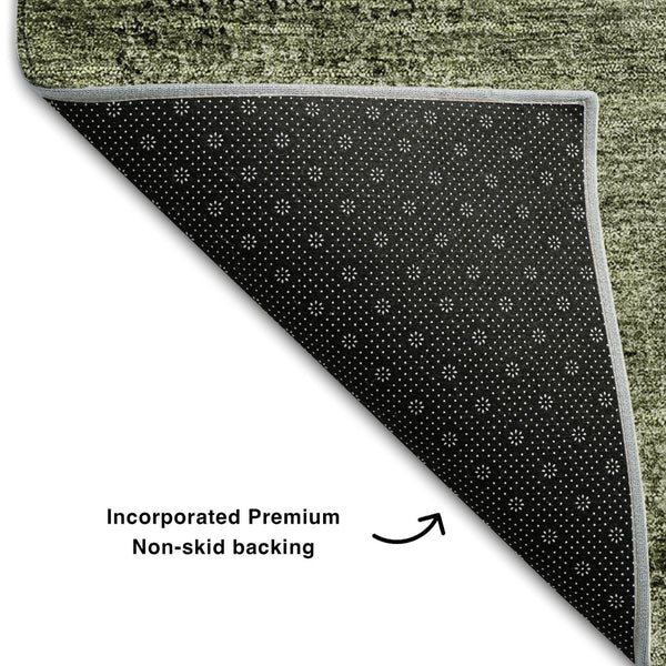 HomeRoots 9' X 12' Stylish Olive Green & Ivory Abstract Area Rug – Washable, UV Protected, Perfect for Homes! 655330