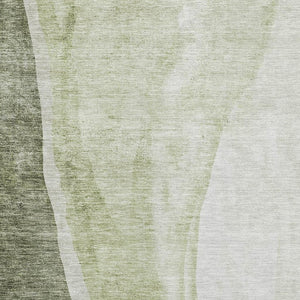 HomeRoots 10' Olive Green & Ivory Abstract Washable Area Rug - Stain Resistant, UV Protected for Homes & Pets 655331