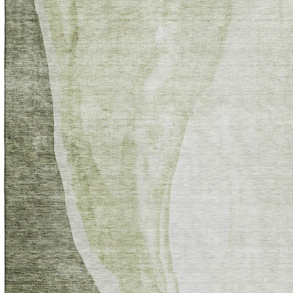 HomeRoots 10' Olive Green & Ivory Abstract Washable Area Rug - Stain Resistant, UV Protected for Homes & Pets 655331