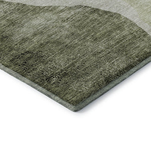 HomeRoots 10' Olive Green & Ivory Abstract Washable Area Rug - Stain Resistant, UV Protected for Homes & Pets 655331