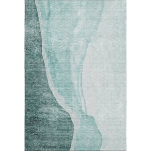 HomeRoots 5' X 8' Teal And Ivory Abstract Area Rug – Washable, UV Protected, Durable Design for Modern Homes 655333