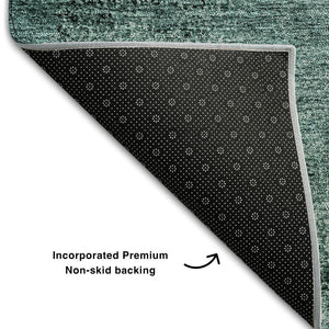 HomeRoots 5' X 8' Teal And Ivory Abstract Area Rug – Washable, UV Protected, Durable Design for Modern Homes 655333