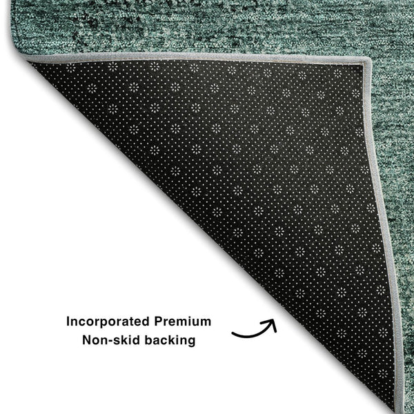 HomeRoots 5' X 8' Teal And Ivory Abstract Area Rug – Washable, UV Protected, Durable Design for Modern Homes 655333