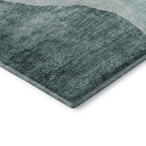 HomeRoots 5' X 8' Teal And Ivory Abstract Area Rug – Washable, UV Protected, Durable Design for Modern Homes 655333