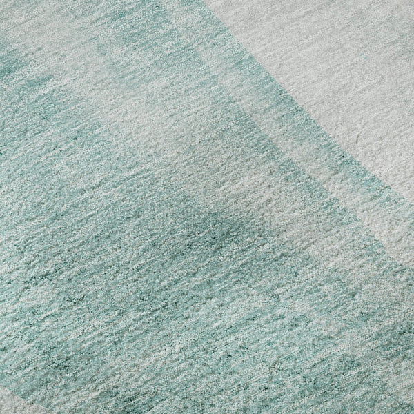 HomeRoots 5' X 8' Teal And Ivory Abstract Area Rug – Washable, UV Protected, Durable Design for Modern Homes 655333