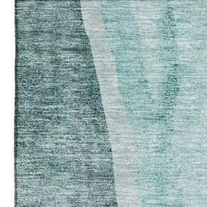 HomeRoots 9' X 12' Teal and Ivory Abstract Area Rug – Durable, Washable, UV-Protected for Family Spaces 655336