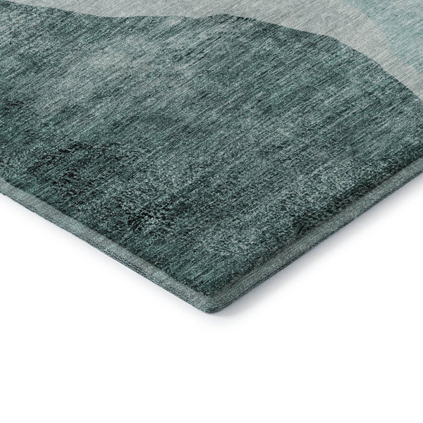 HomeRoots 9' X 12' Teal and Ivory Abstract Area Rug – Durable, Washable, UV-Protected for Family Spaces 655336