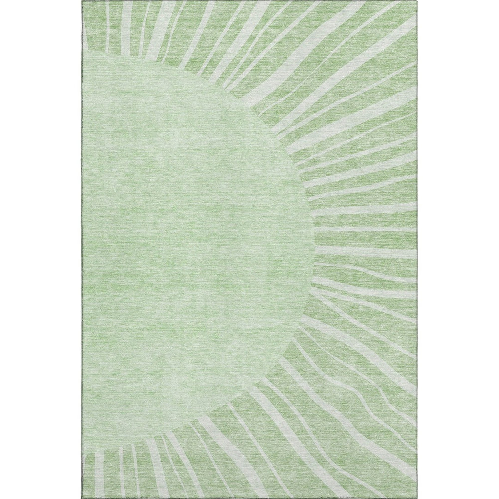 HomeRoots 5' X 8' Artichoke Green Abstract Area Rug - Washable, UV Protected, Durable, Stylish for Any Space 655345