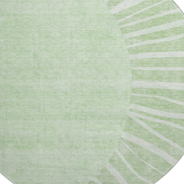 HomeRoots 8' Artichoke Green & Ivory Round Abstract Rug - Washable, UV-Protected, Durable Design for Any Space 655346