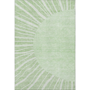 HomeRoots 8' X 10' Artichoke Green & Ivory Abstract Area Rug – Durable, Washable, UV Protected for Modern Homes 655347