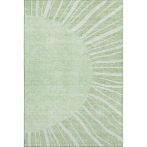 HomeRoots 9' X 12' Artichoke Green Abstract Area Rug - Washable, Stain-Resistant, UV Protected for Modern Homes 655348