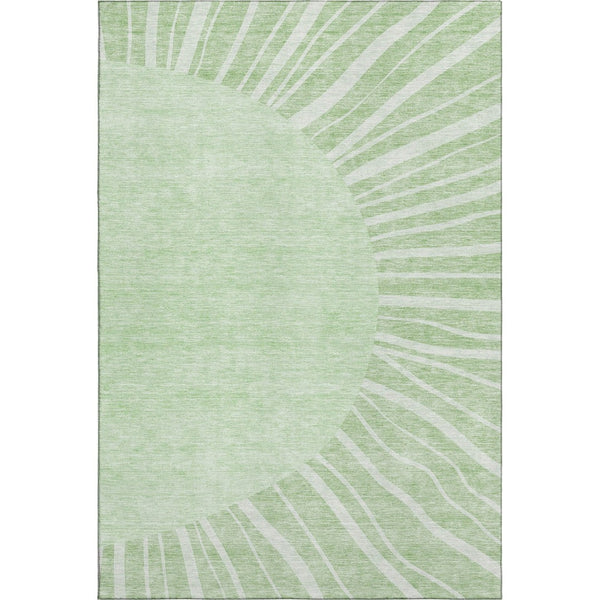 HomeRoots 9' X 12' Artichoke Green Abstract Area Rug - Washable, Stain-Resistant, UV Protected for Modern Homes 655348